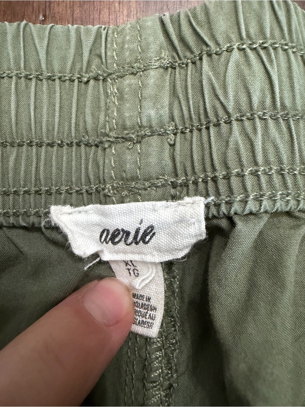 aerie Olive Green Cargo Pants with Drawstring Waist - Picture 3 of 3